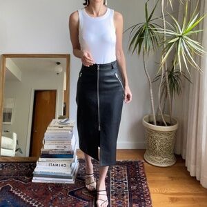 COS Leather Midi Skirt